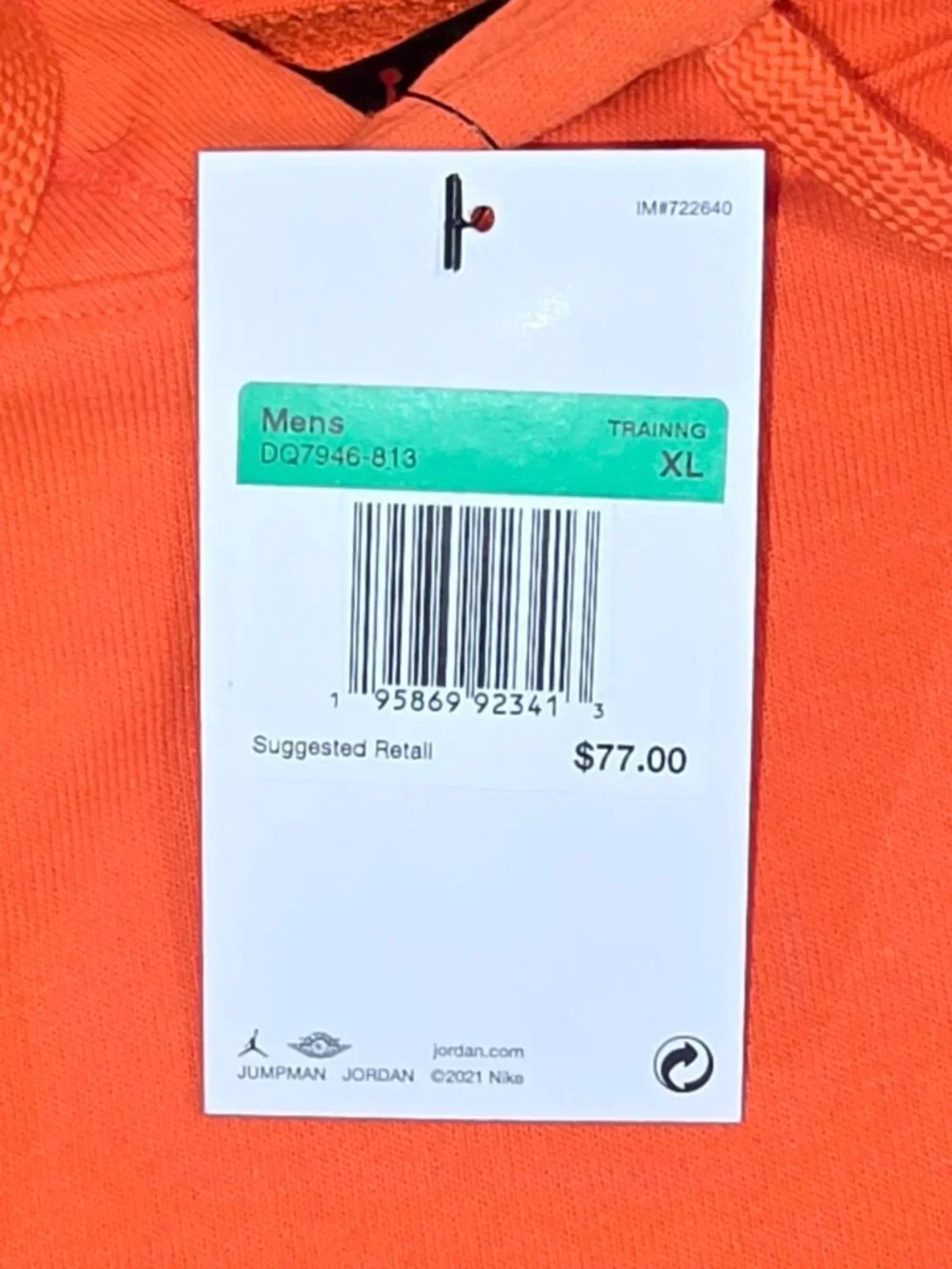 Nike Air Jordan Jumpman Sleeveless Hoodie DQ7946-813 Size XL Orange